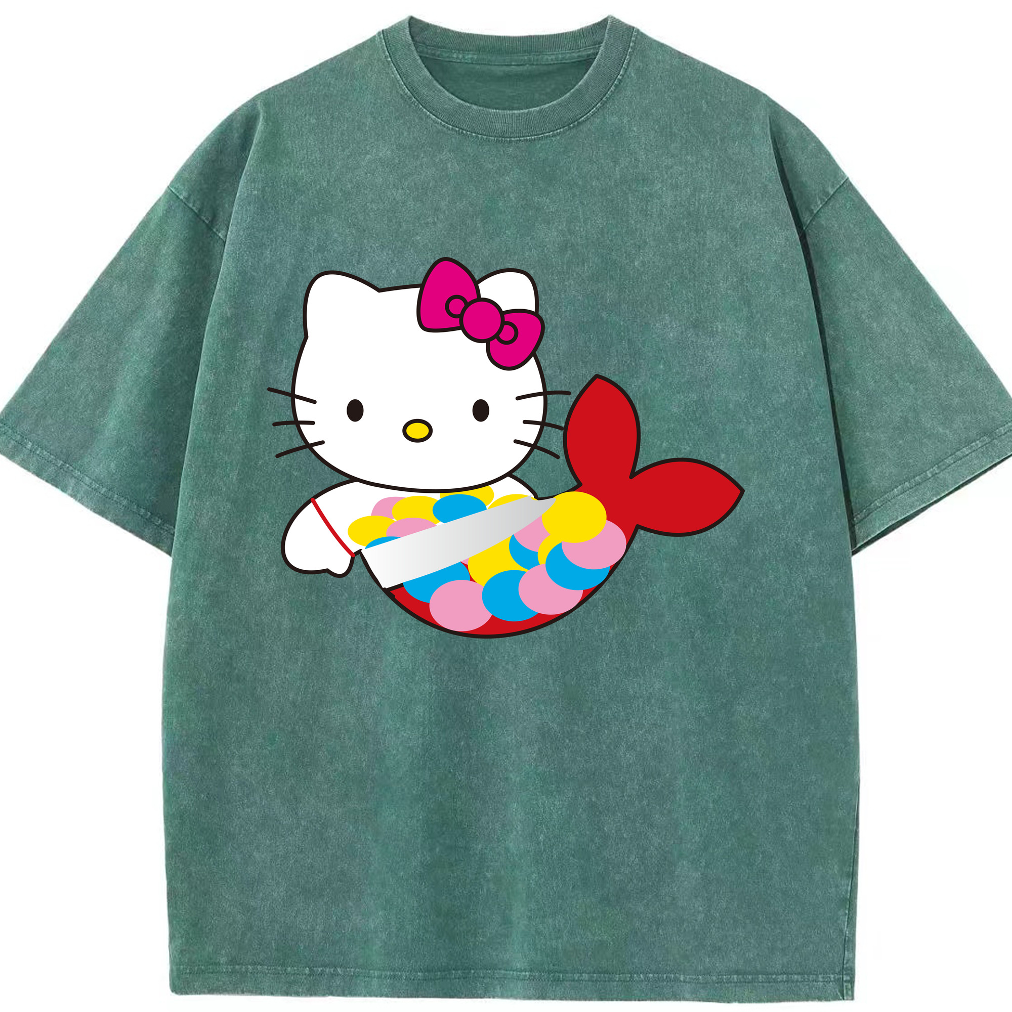 （画像用） Hello Kitty ハローキティ 綿100% ヴィンテージ風 半袖Tシャツ（フロントプリント）